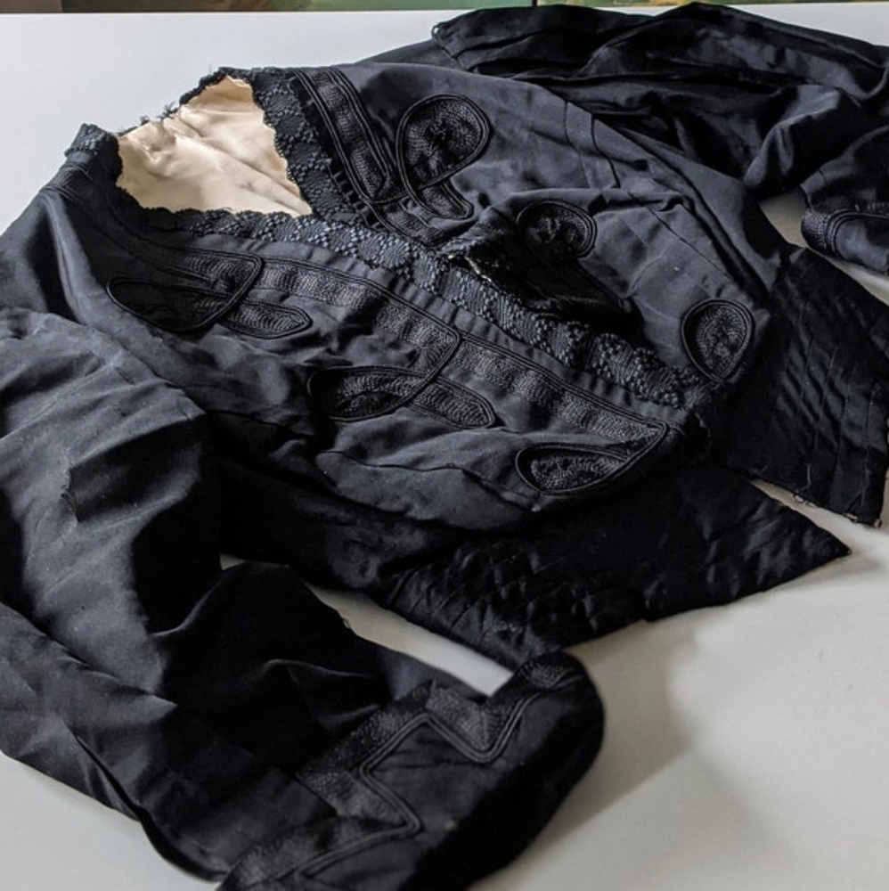 Antique Victorian Black Silk Goth Bodice Blouse